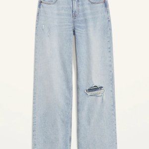 Mid-Rise Ripped Wide-Leg Jeans for Women OLD NAVY